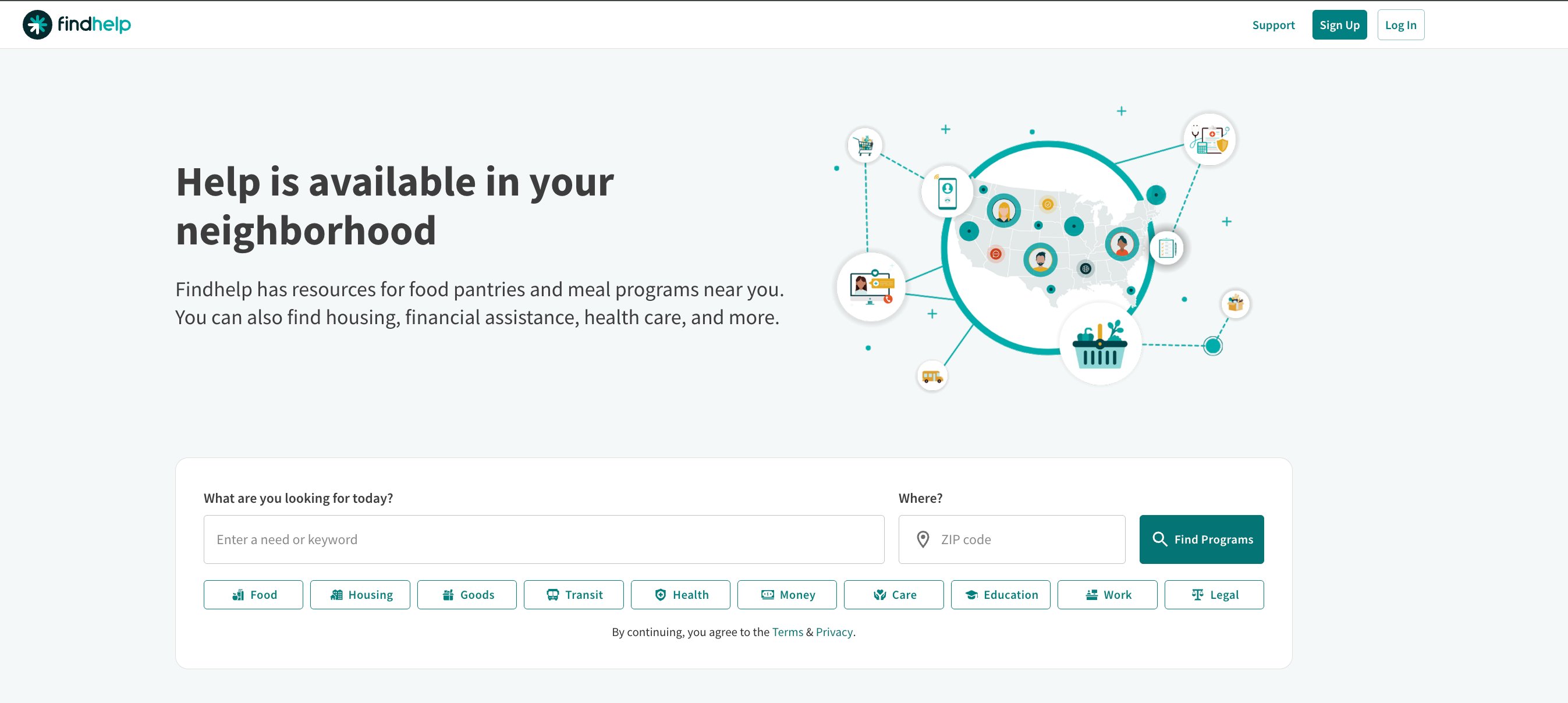 Screenshot of Findhelp.org