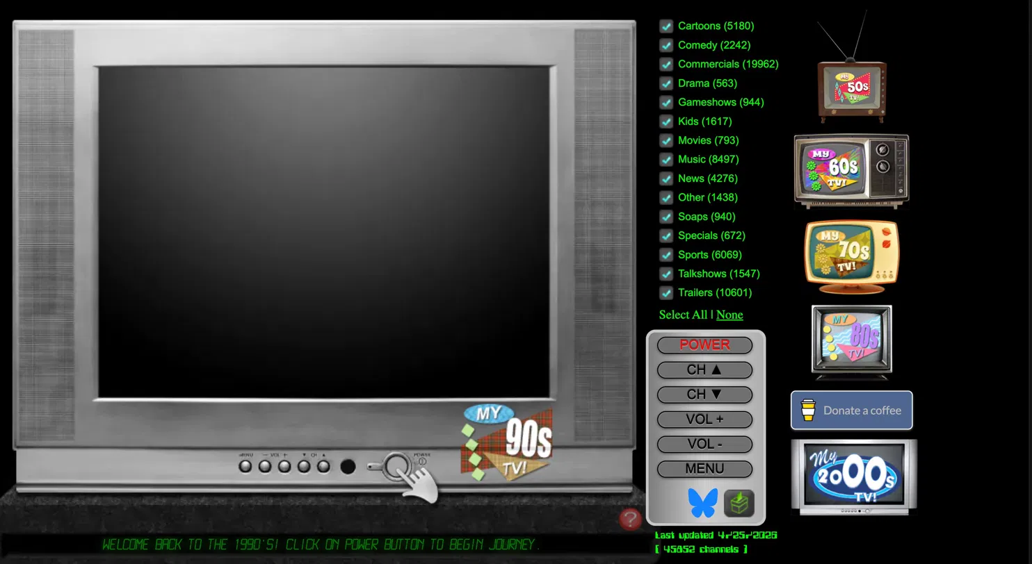 Screenshot of My 90s TV